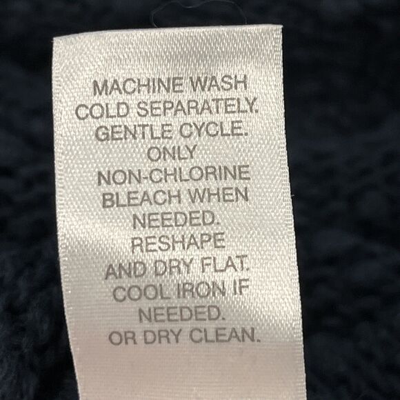 J Jill Womens XL Textured Sweater Navy Blue 100% Cotton Pullover Roll Tab Sleeve - Picture 8 of 8